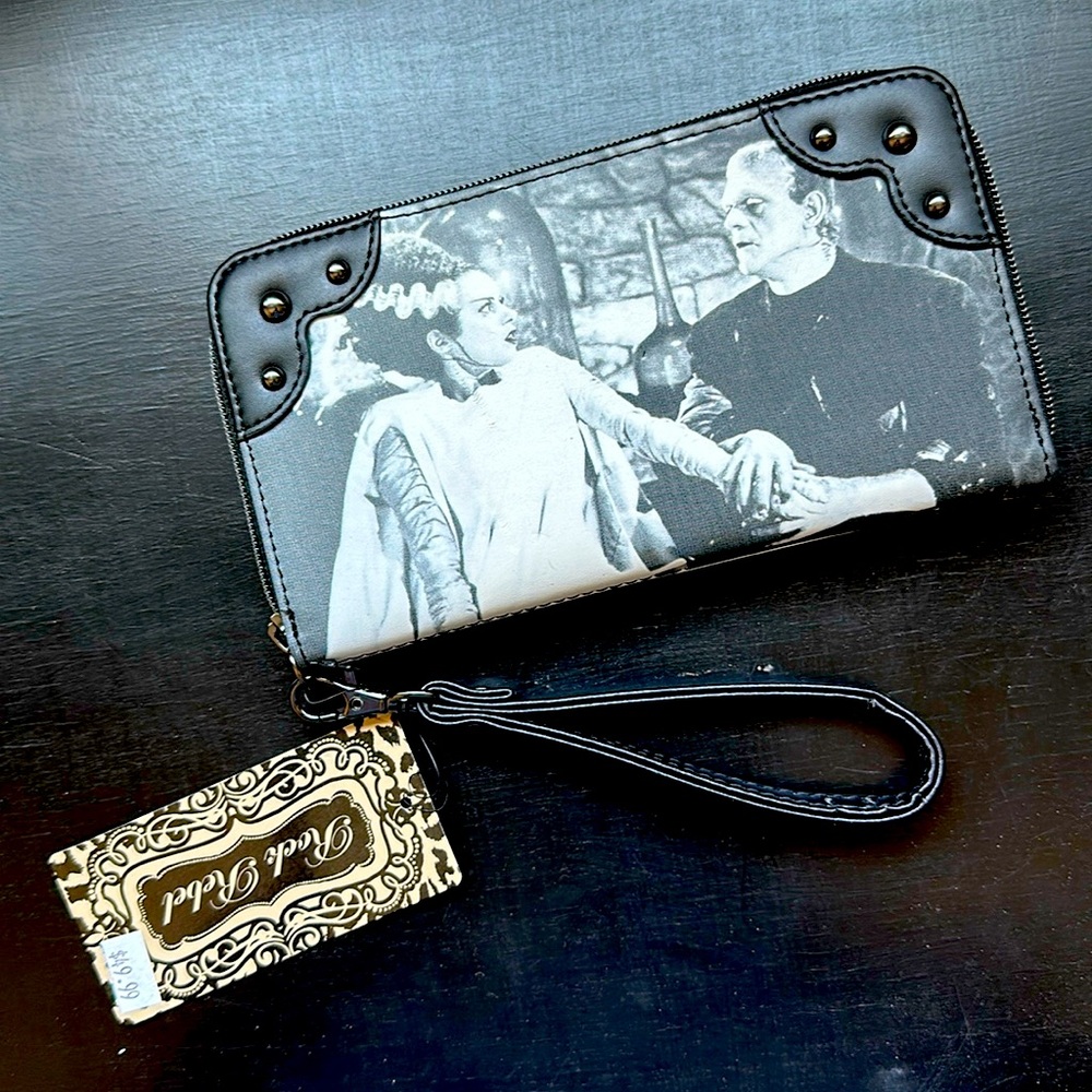 Rock Rebel Bride Of Frankenstein Zip Around Wallet